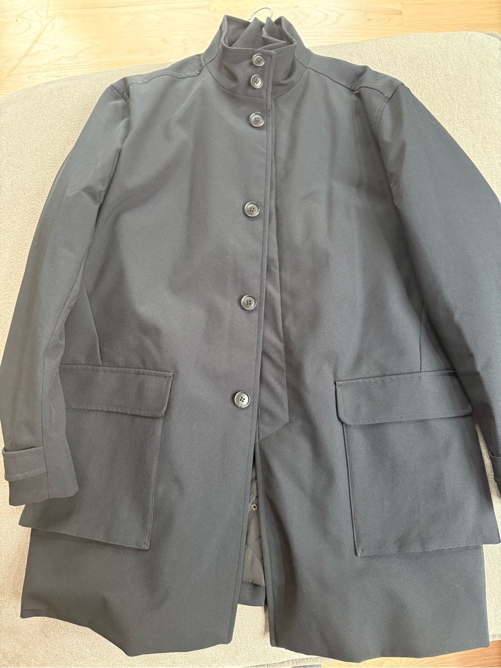 Reiss Black Quilted-Lined Trench Coat